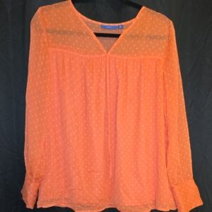 Apt. 9 Vibrant Orange Polka Dot Blouse